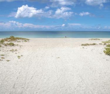 Empty beach looking at the water