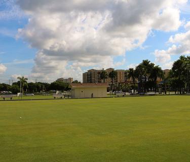 Lawn bowling in action, in Sarasota County