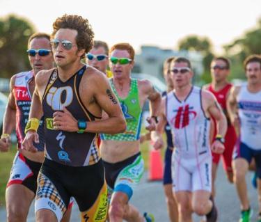 Runners compete in at triathalon.