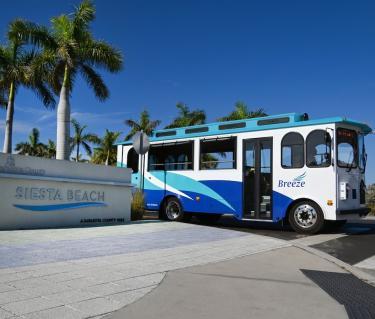 siesta key breeze trolley at siesta beach