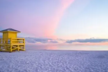 Siesta Lifeguard Tower at sunset