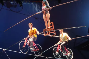 A thrilling high wire act, featuring show co-presenter Nik Wallenda (right), will close ‘A Brave New Wonderland’