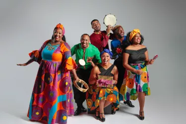 Artists featured in ‘Joyful! Joyful!’ include (clockwise from left) Ariel Blue, Nate Summers, Michael Mendez, Raleigh Mosely II, Amber Myers and Stephanie Zandra