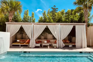 Social distance while saving using Sarasota Big Pass (Sarasota Modern pool cabanas)