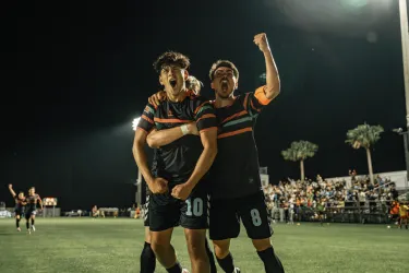 Paradise players celebrating a goal