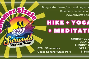 summer sizzle graphic advertising hike+yoga+meditate