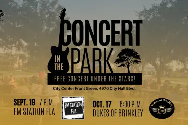 Concert in the Park, Oct. 17, Doors Open at 5:30 p.m., City Center Front Green, 4970 City Hall Blvd., North Port, FL, 34286
