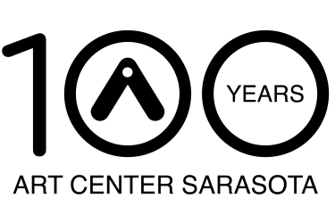Black and white logo with 100 years Art Center Sarasota