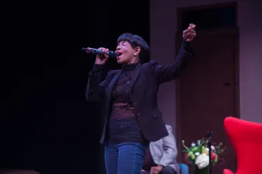 Melba Moore participated at a WBTT Voices community forum at WBTT in 2018, while starring in WBTT's production of 'Lady Day at Emerson's Bar and Grill'
