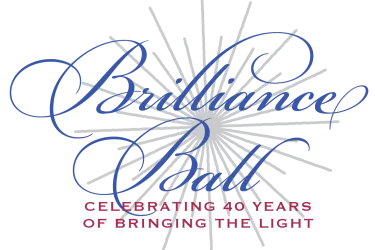 Script text saying Brilliance Ball with a star burst behind it