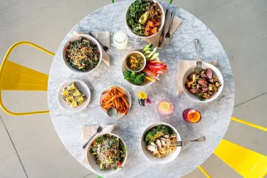 flower child dishes at the table