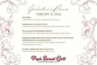 Menu for Frog's leap Wine Dinner