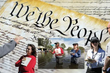 Collage of journalists. 