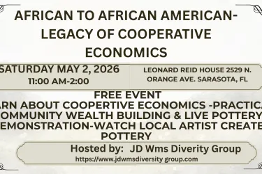 Learn about cooperative economics - practical community wealth building and live pottery demonstration-watch local artist create pottery.