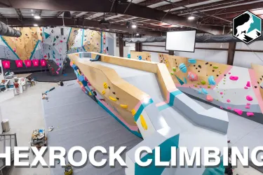 This is a picture from the second tory of the gym that overlooks some of our bouldering area and our rope walls.