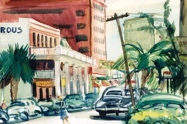 watercolor of Sarasota Main Street by William Hartman