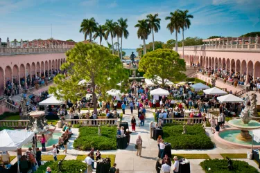 Guests enjoy food and wine at the Ringling Museum of Art in Sarasota at Forks & Corks