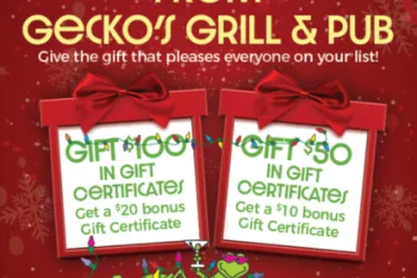 Gecko's Grill & Pub & Dockside Waterfront Grill's Annual Holiday Gift Card Sale Photo
