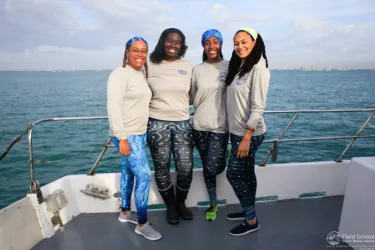 MISS Co-founders - The 4 Black women shark scientists who founded MISS. From left to right: Amani Webber-Schultz, Jasmin Graham, Carlee Bohannon, Jaida Elcick Photo