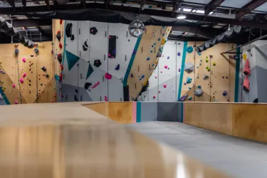 35ft Rope Walls - You can boulder under our disco ball. Photo