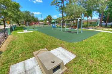 Mary Dean Park Cornhole Game - Don't forget your beanbags for a fun game of cornhole! Photo