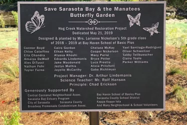 Hog Creek Watershed Restoration Project - Dedicated May 21, 2019. Designed & planted by Mrs. Lorienne Nickelson's 5th grade class of 2018-2019 at Bay Haven School of Basic Plus. Photo